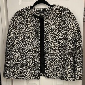 Ann Taylor Black and White Animal Print Blazer